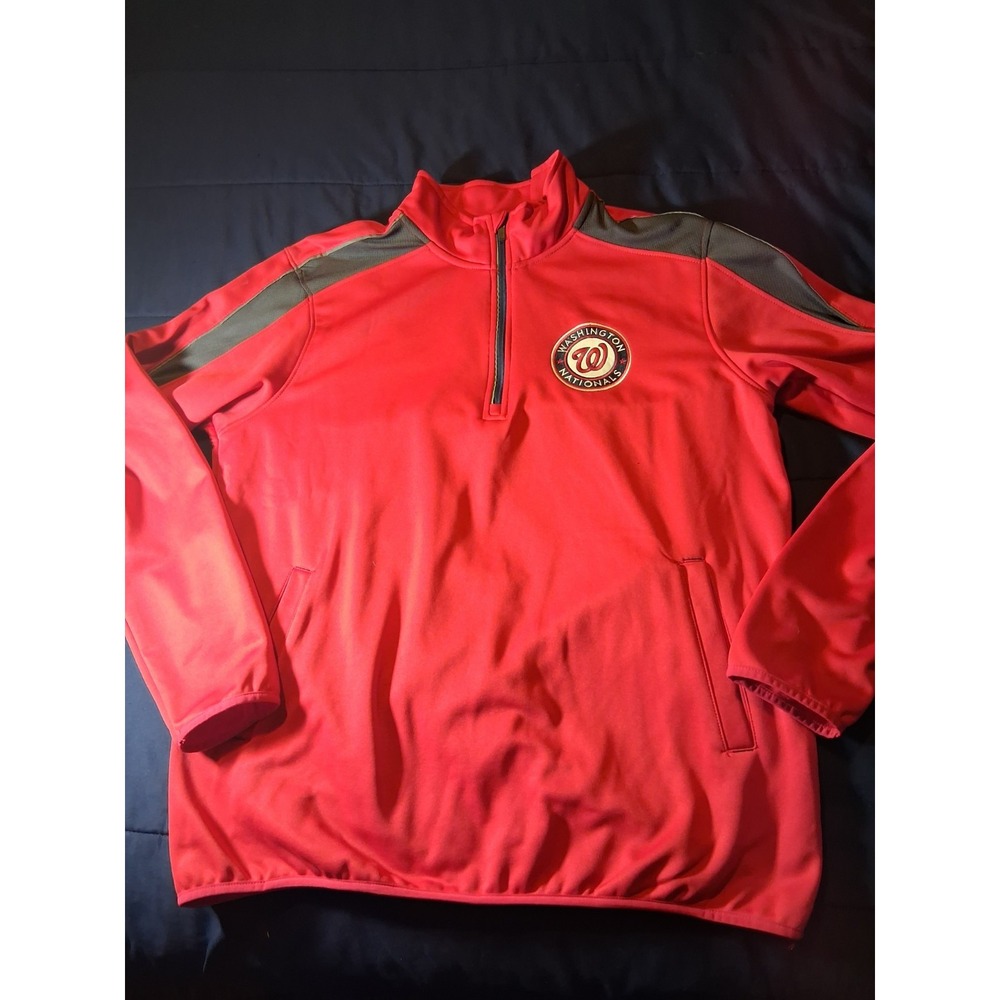 Washington‎ Nationals Sweater Mens XL Red 1/4 Zip Pullover MLB G111